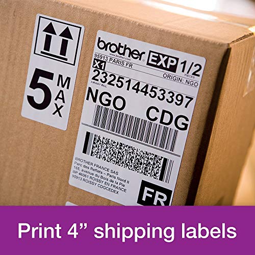Brother QL-1100 Label Maker, USB 2.0, Shipping & Barcode Label Printer, Desktop, Up to 4 inch Wide Labels, Includes 41 x Large Shipping Labels & 62mm Continuous Tape Roll, UK Plug