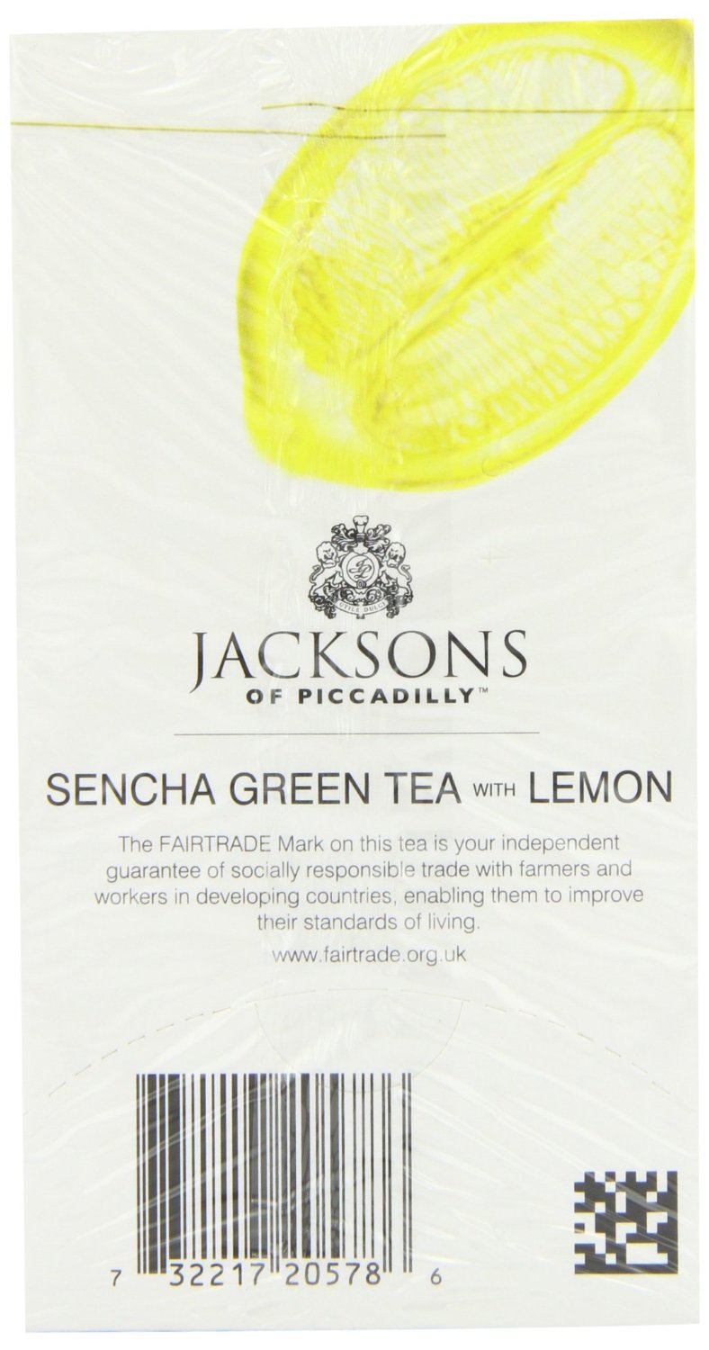Jacksons Of Piccadilly Sencha Green Tea with Lemon 20 Satchets (Pack of 8)