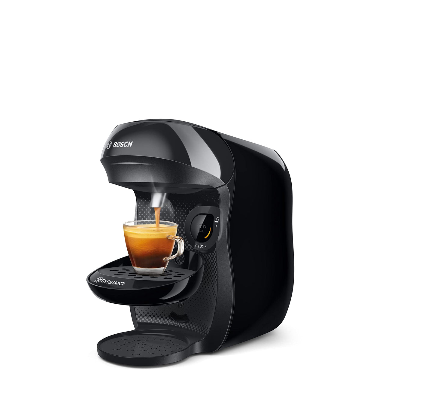 Bosch Tassimo Happy Capsule Machine TAS1002N Coffee Machine Over 70 Drinks, Fully Automatic, Suitable for All Cups, Space-Saving, 1400 W, Black/Anthracite