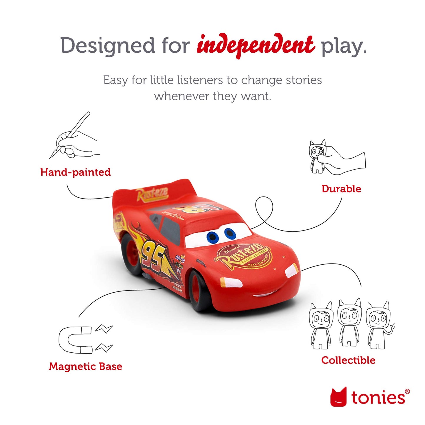 Tonies Lightning McQueen Audio Play Character from Disney and Pixar's Cars,Multicolor,Medium
