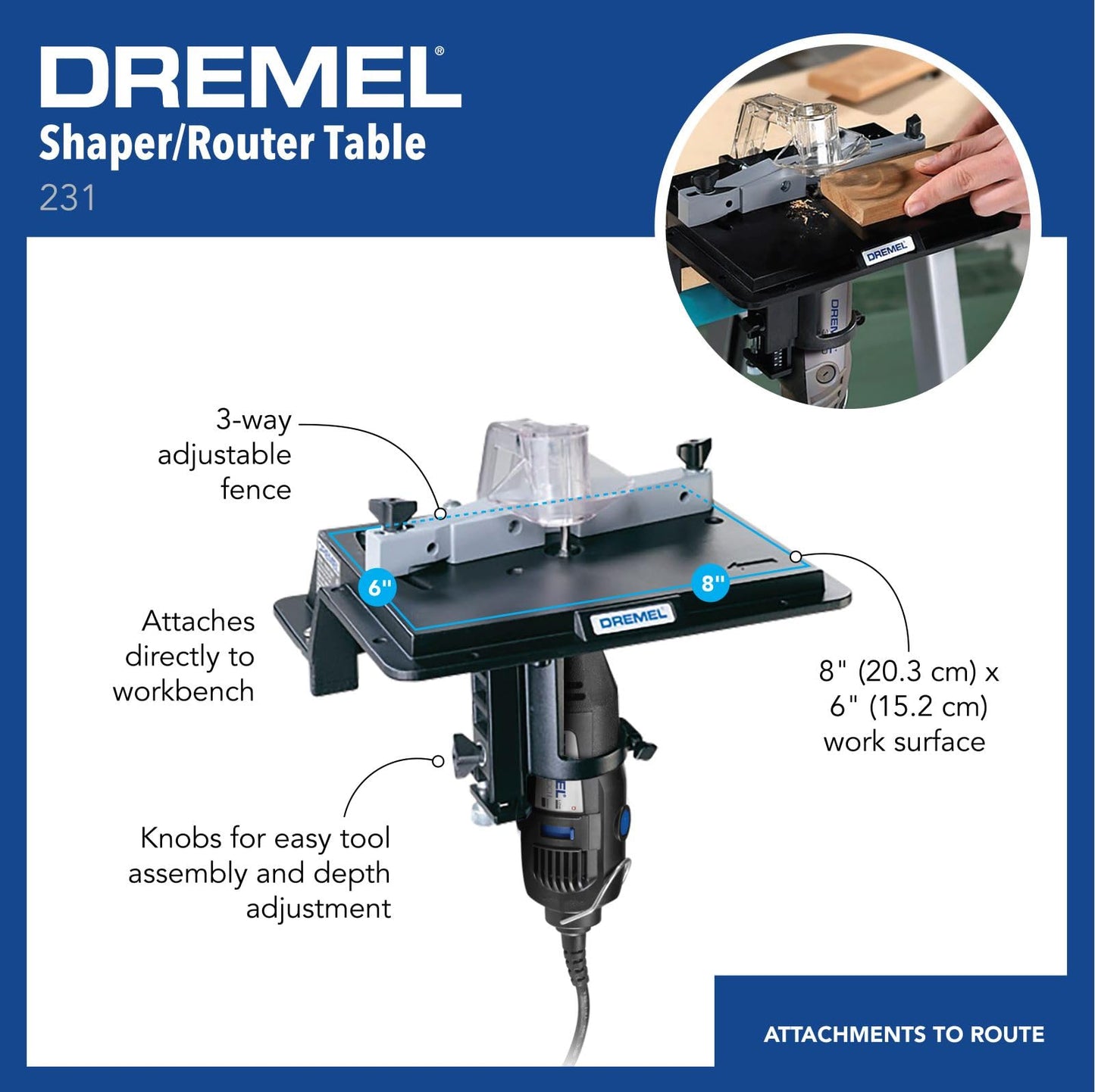 Dremel 231 Portable Rotary Tool Shaper and Router Table- Woodworking Attachment Perfect for Sanding, Shaping, and Trimming Edges