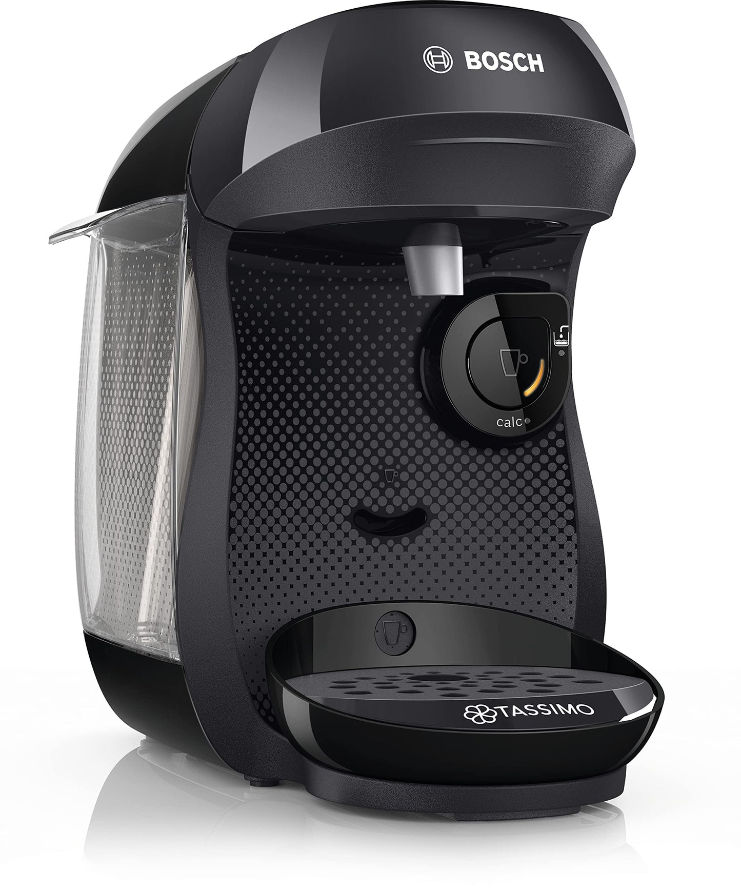 Bosch Tassimo Happy Capsule Machine TAS1002N Coffee Machine Over 70 Drinks, Fully Automatic, Suitable for All Cups, Space-Saving, 1400 W, Black/Anthracite