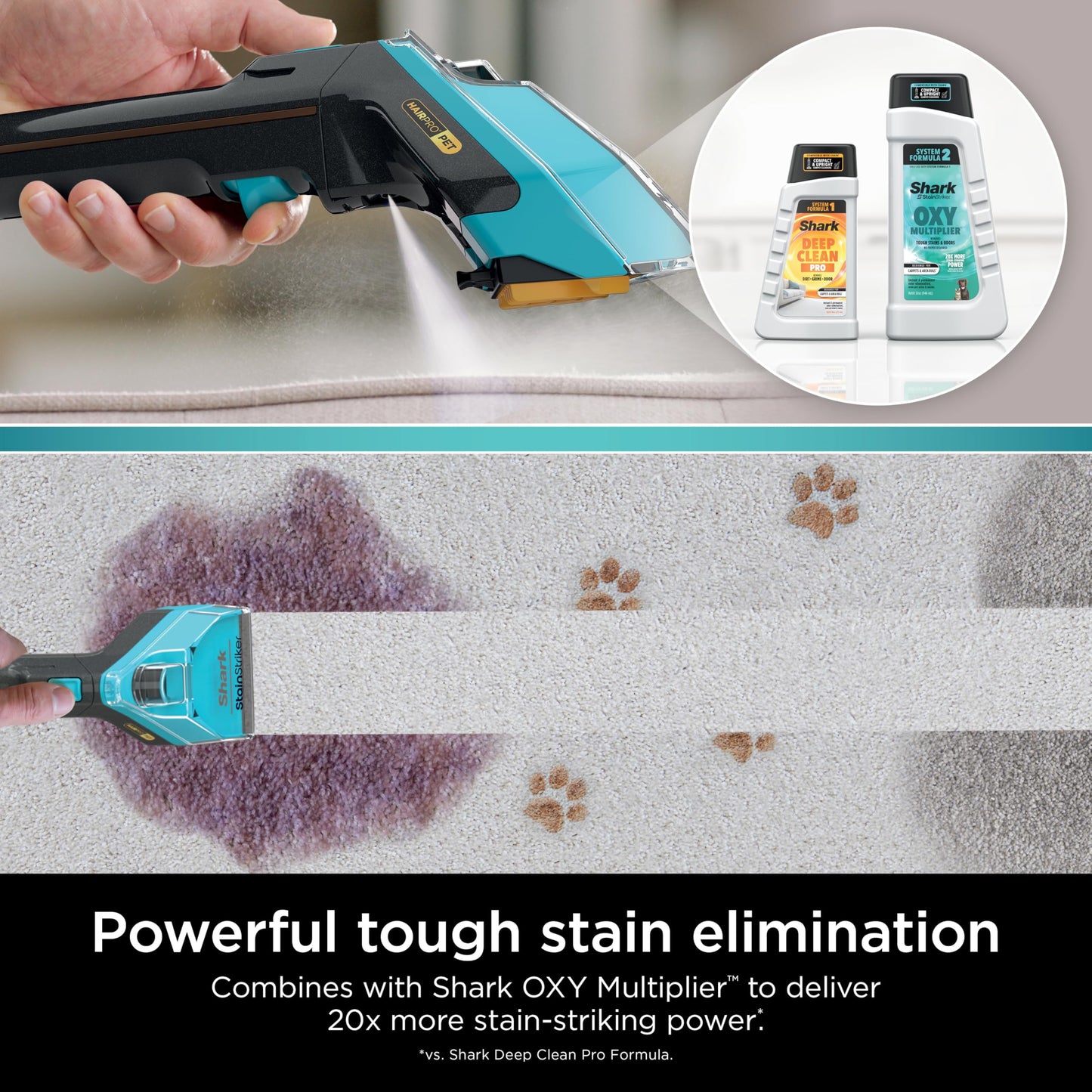 Shark EXCM48 CarpetXpert Deep Clean Pro Formula for Shark Upright & Portable Carpet cleaners, formulated for all carpets, upholstery & area rugs, eliminates tough pet messes and odors, 48oz