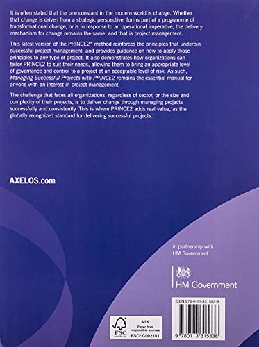 Managing successful projects with PRINCE2