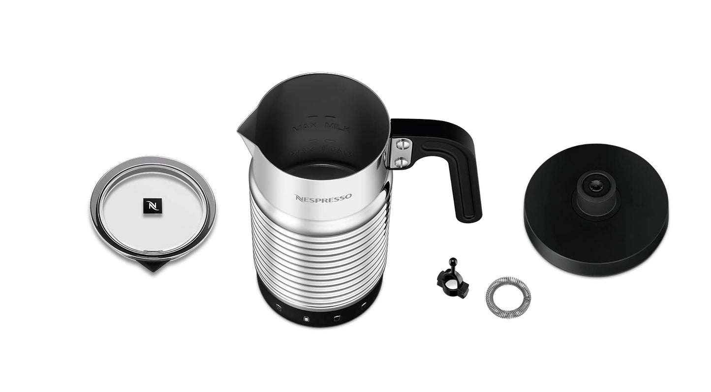 NESPRESSO Aeroccino 4 Milk Frother, Electric Foam Conditioner for 120 ml Creamy Milk Foam and 240 ml Hot Milk, Dishwasher Safe Frother, Silver