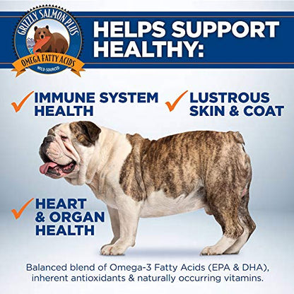 Grizzly Salmon Oil All-Natural Dog Food Supplement in Pump-Bottle Dispenser