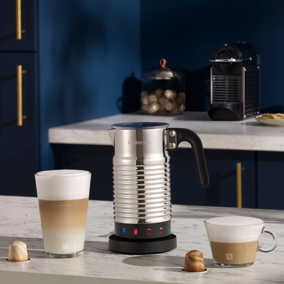 NESPRESSO Aeroccino 4 Milk Frother, Electric Foam Conditioner for 120 ml Creamy Milk Foam and 240 ml Hot Milk, Dishwasher Safe Frother, Silver