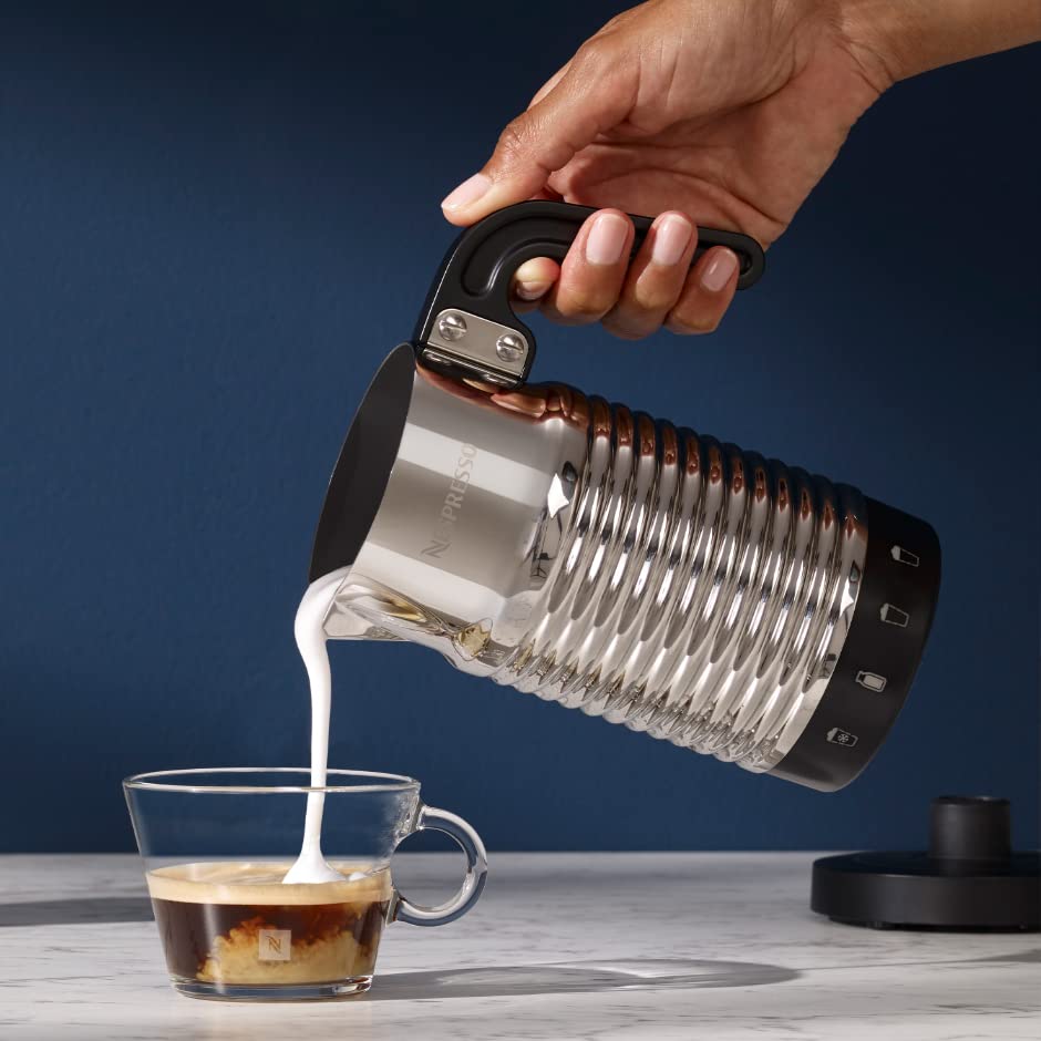 NESPRESSO Aeroccino 4 Milk Frother, Electric Foam Conditioner for 120 ml Creamy Milk Foam and 240 ml Hot Milk, Dishwasher Safe Frother, Silver