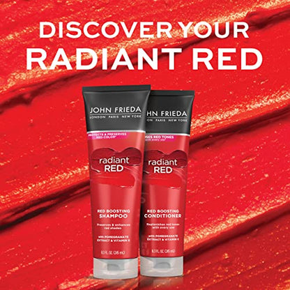 John Frieda Red Enhancing Shampoo & Conditioner Bundle, Radiant Red Shampoo & Conditioner for Red Hair, Helps Enhance Red Hair Shades, with Pomegranate and Vitamin E