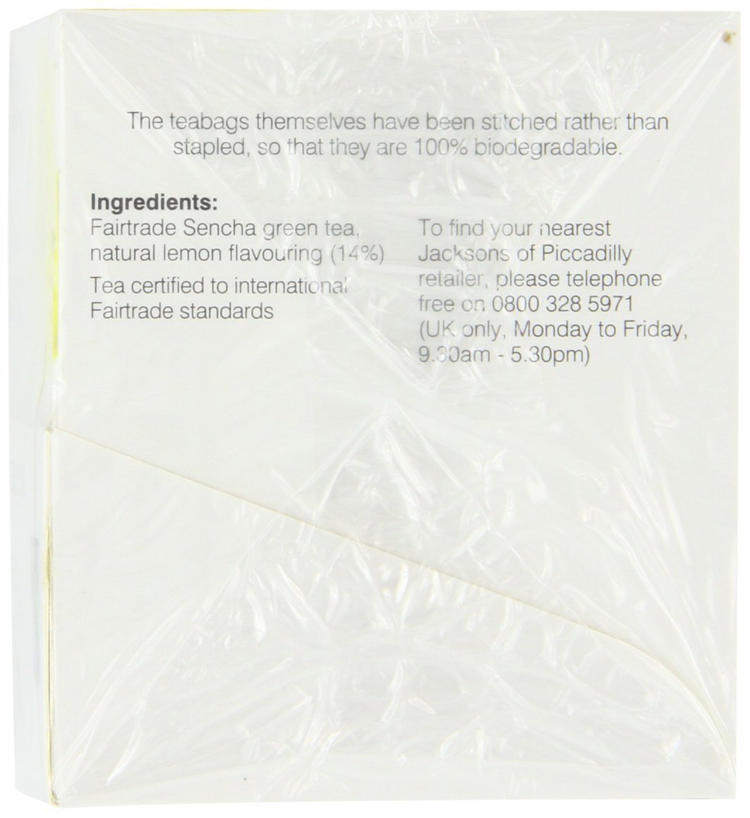 Jacksons Of Piccadilly Sencha Green Tea with Lemon 20 Satchets (Pack of 8)