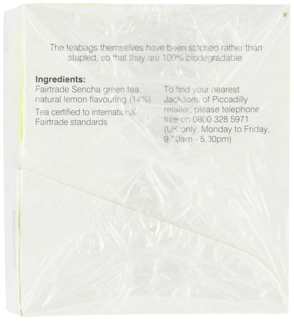 Jacksons Of Piccadilly Sencha Green Tea with Lemon 20 Satchets (Pack of 8)