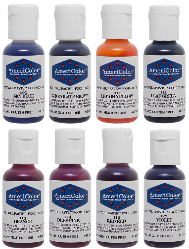 AmeriColor 'Junior' Soft Gel Paste Food Colour 8 Pack Kit